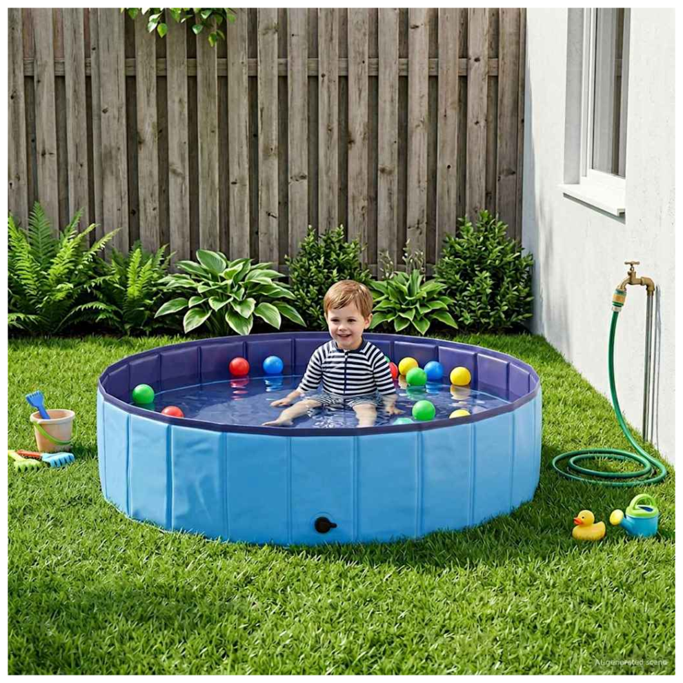 Vidaxl Foldable Dog Swimming Pool Folding Blue 120 X 120 X 30 Cm Pvc