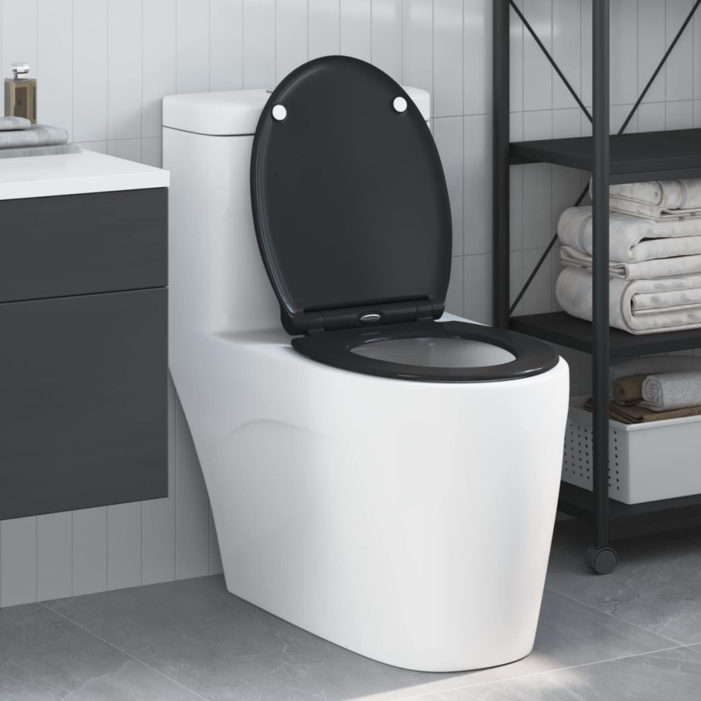 Vidaxl Toilet Seat Black 47 X 37.5 X 3.8 Cm Duroplast
