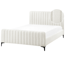 Bed Boucle LUNAN 140 x 200 cm (EU Double) Off-White