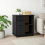 VidaXL vidaXL Rolling Cabinet Black 63.5 x 39 x 65.5 cm Solid Pine Wood 1