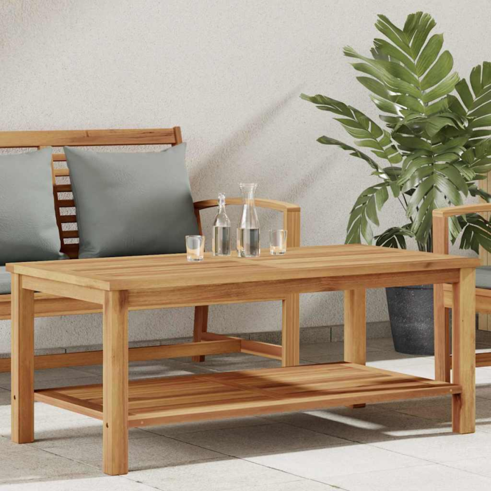 Vidaxl Coffee Table With Shelf 110 X 55 X 45 Cm Solid Teak Wood Brown