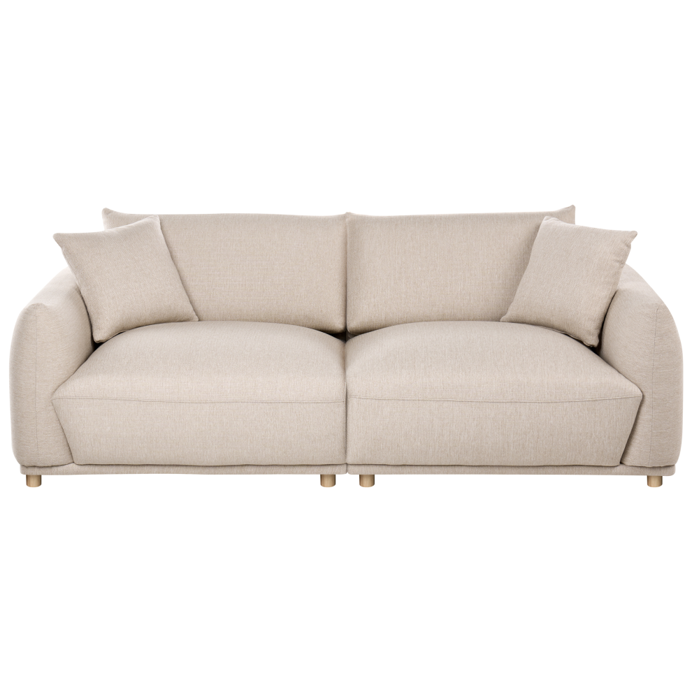 Beliani Sofa 3 Seater Jubek Fabric Beige Cream