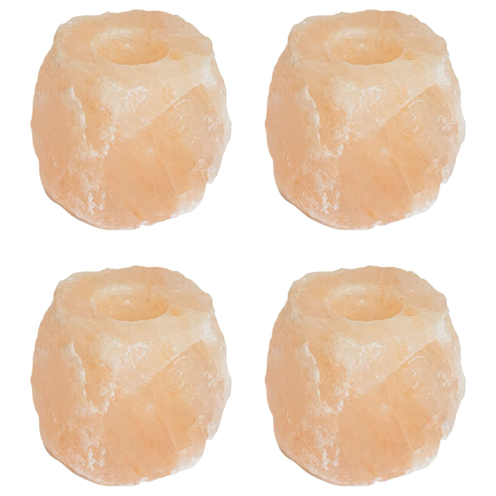 Vidaxl Salt Stone Tealight Holders Rock Salt Pink