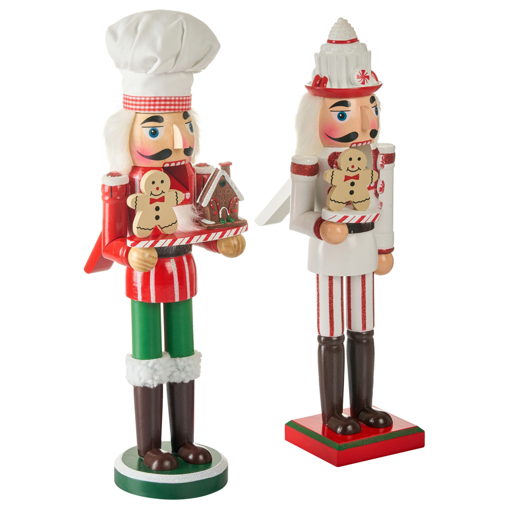 Beliani Set Of 2 Figurines Bodsjon Nutcracker 35 Cm Red/ White