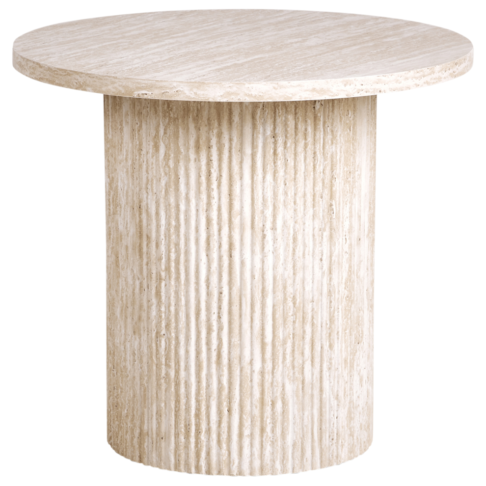 Beliani Side Table Ammon Travertine Effect Cream