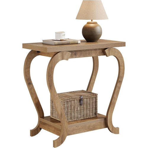 Tribesigns Tribesigns Side End Table  Wooden 2-Tier Rustic Besides Sofa Table with Storage, Brown