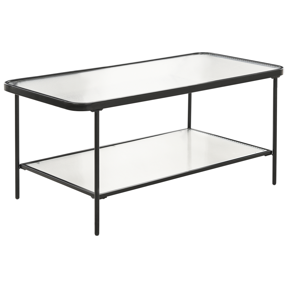 Beliani Coffee Table Blair Tempered Glass Black Black,Brown