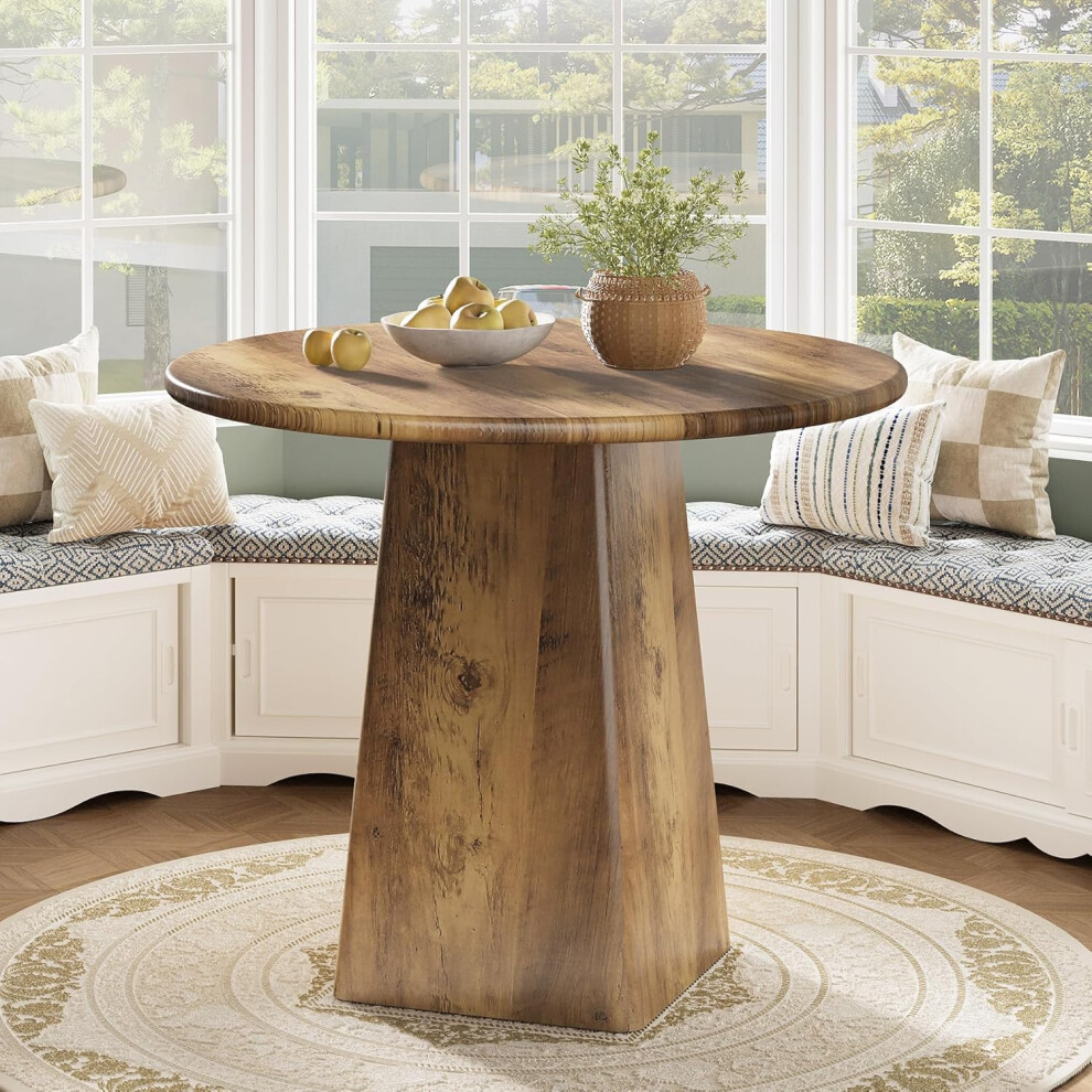 Tribesigns 80Cm Round Dining Room Table For 2-4, Farmhouse Small Kitchen Dinner Table, Rustic Brown