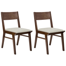 Set of 2 Dining Chairs ENOLA Wood Brown/ Light Beige