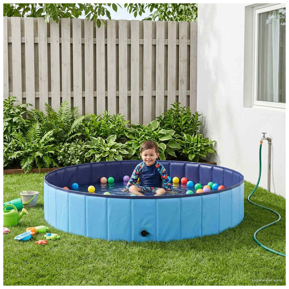 Vidaxl Foldable Dog Swimming Pool Folding Blue 160 X 160 X 30 Cm Pvc