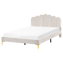 Bed Velvet SAUVIAN 160 x 200 cm (EU King Size) Off-White