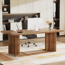 Tribesigns 63-inch Executive Desk Vintage Home Office Computer Desk with Large Tabletop,Walnut Brown