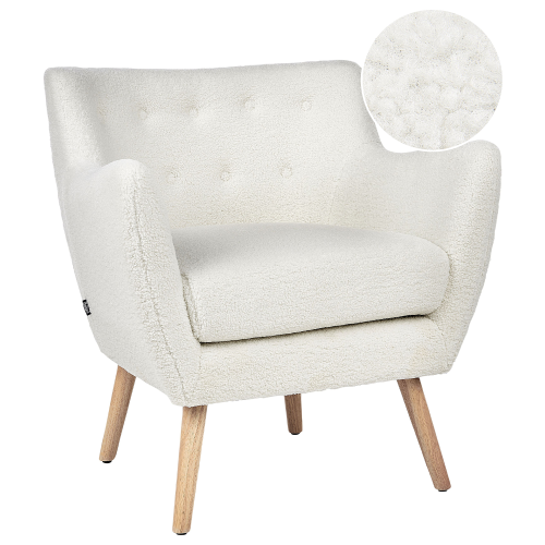 Beliani Armchair DRAMMEN Boucle White