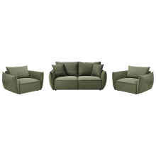 Living Room Set 5 Seater KUNES Fabric Green