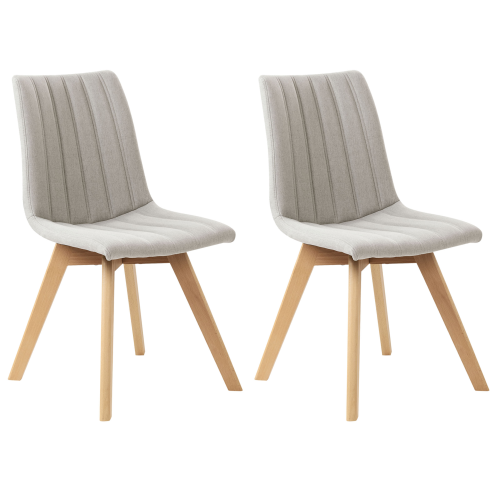 Beliani Set of 2 Dining Chairs CALGARY Fabric Light Grey