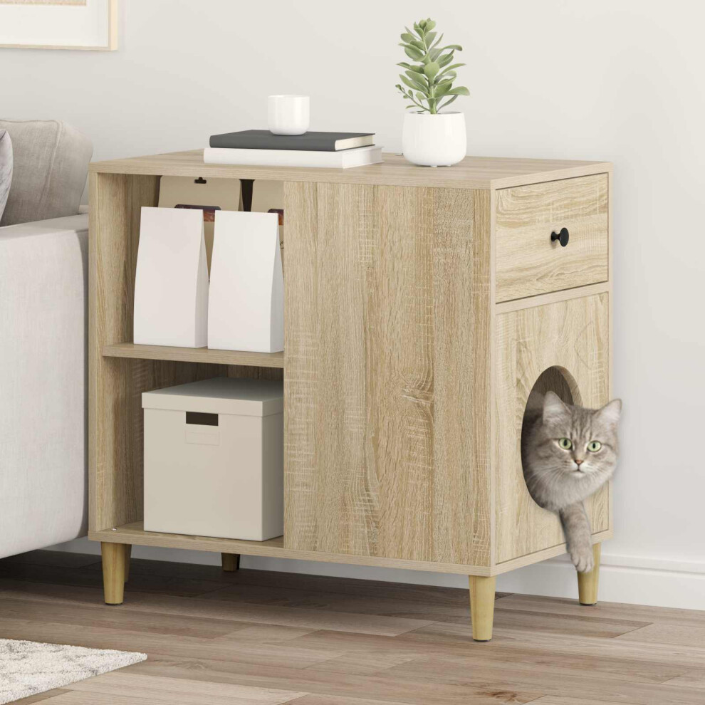 Vidaxl Cat House Sonoma 72 X 42.5 X 70 Cm Engineered Wood