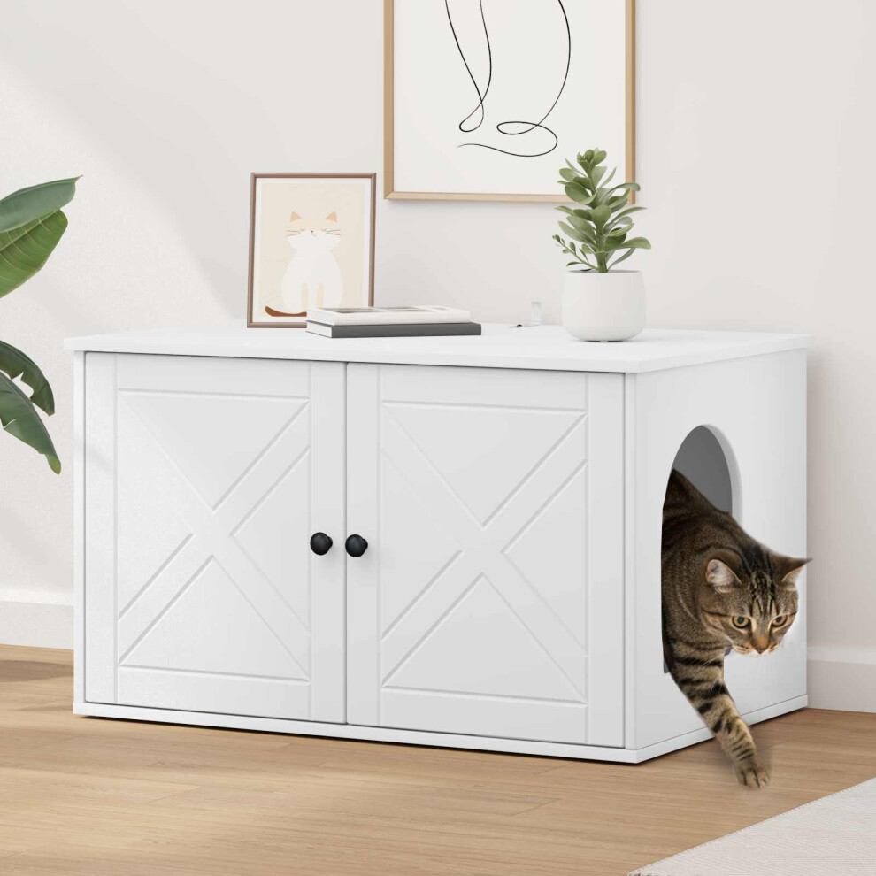 Vidaxl Cat House 85 X 55 X 50.5 Cm Engineered Wood White