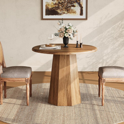 Tribesigns Tribesigns Small Round Dining Table for 2-4 People,80cm Kitchen Table,Brown