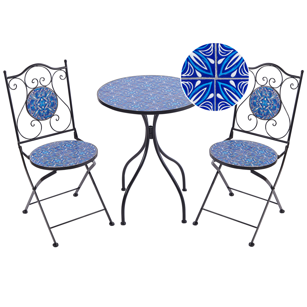 Beliani Bistro Set Folding Cigliano Metal Black