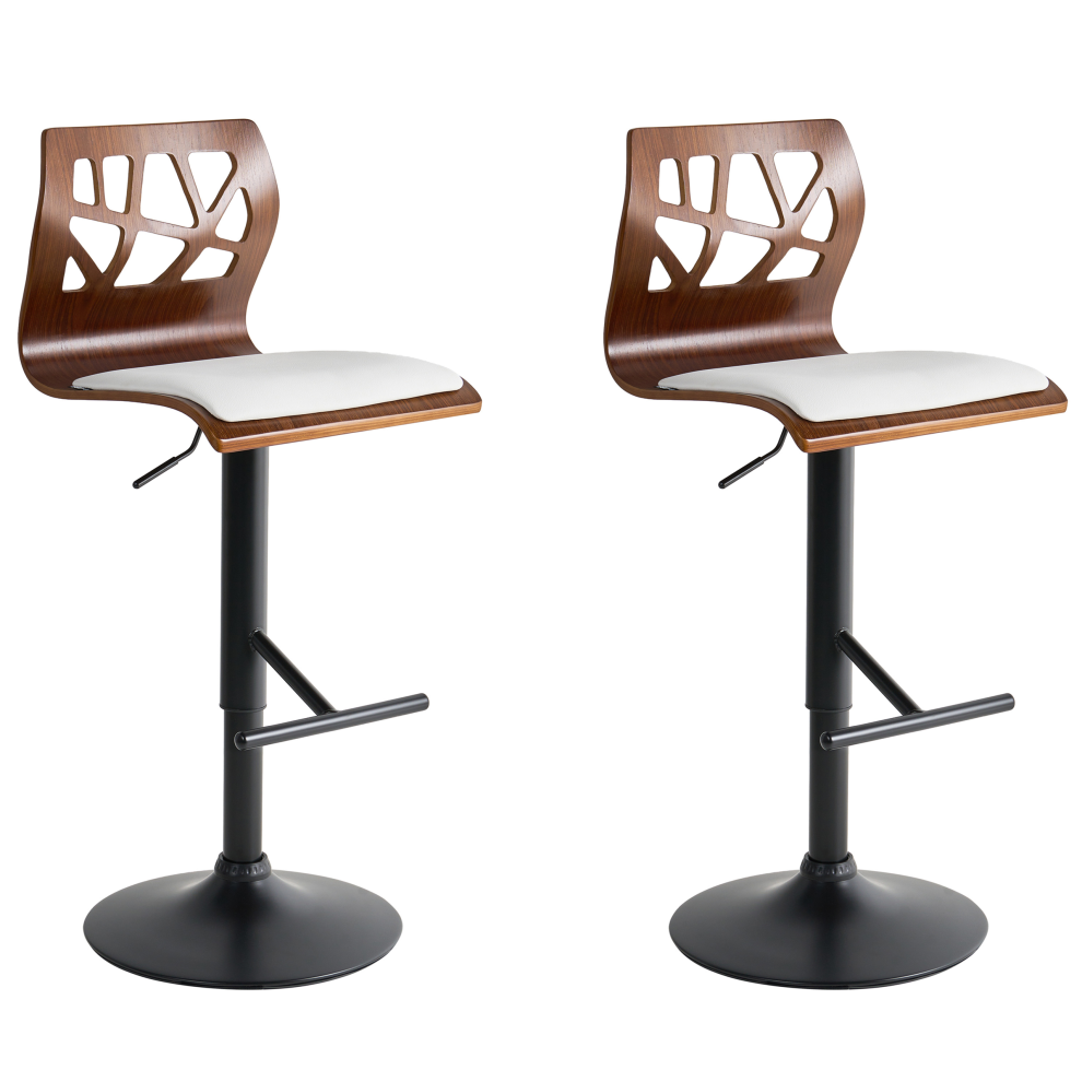 Beliani Set Of 2 Bar Chairs Petersburg Faux Leather / White/Black