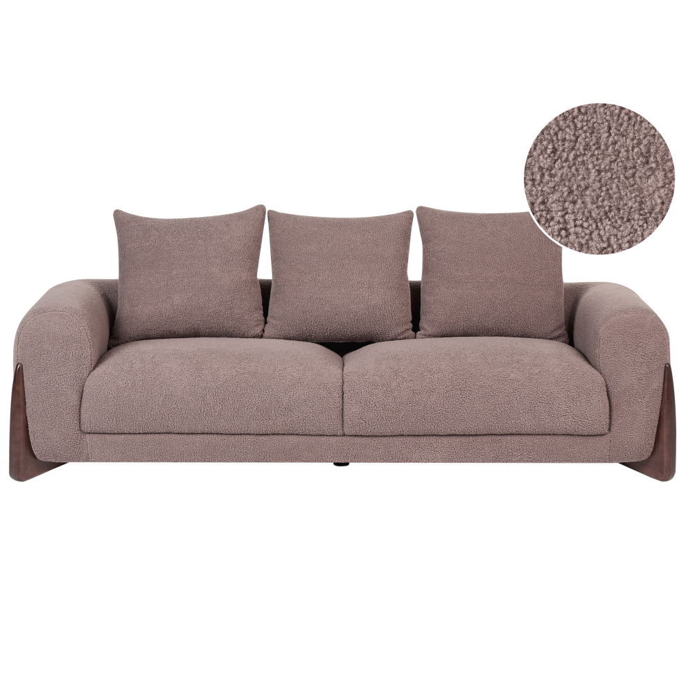 Beliani Sofa 3 Seater Vinliden Boucle Brown