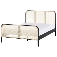 Bed Pine Wood GONFARON 140 x 200 cm (EU Double) Black