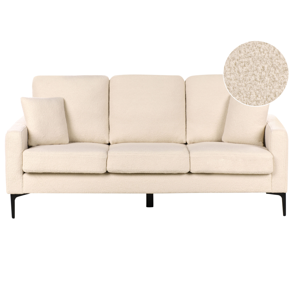 Beliani Sofa 3 Seater Gavle Boucle Beige Cream