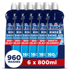 Finish, Dishwasher Rinse Aid, Rinse & Shine Cleaner, 800ml (6 x 800ml, Total 4.2L), Ultimate Clean & Diamond Shine, Glass Protecti