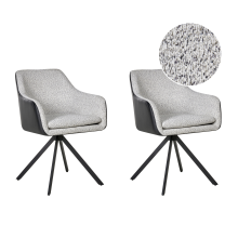 Set of 2 Dining Chairs LITHIA Fabric Black/ White