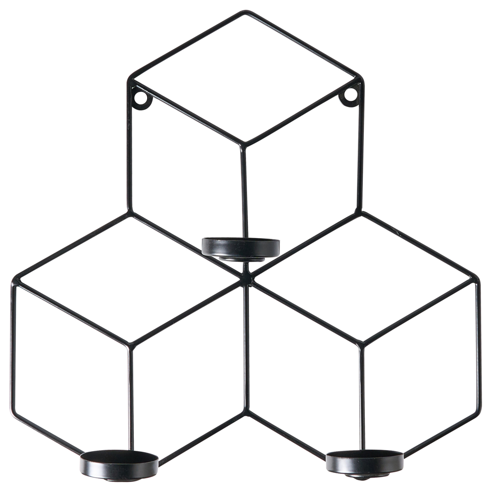Beliani Wall Candle Holder Tarouca Metal 31 Cm Black
