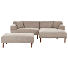 Corner Sofa 3 Seater HOLT Fabric Taupe with Ottoman Left Hand