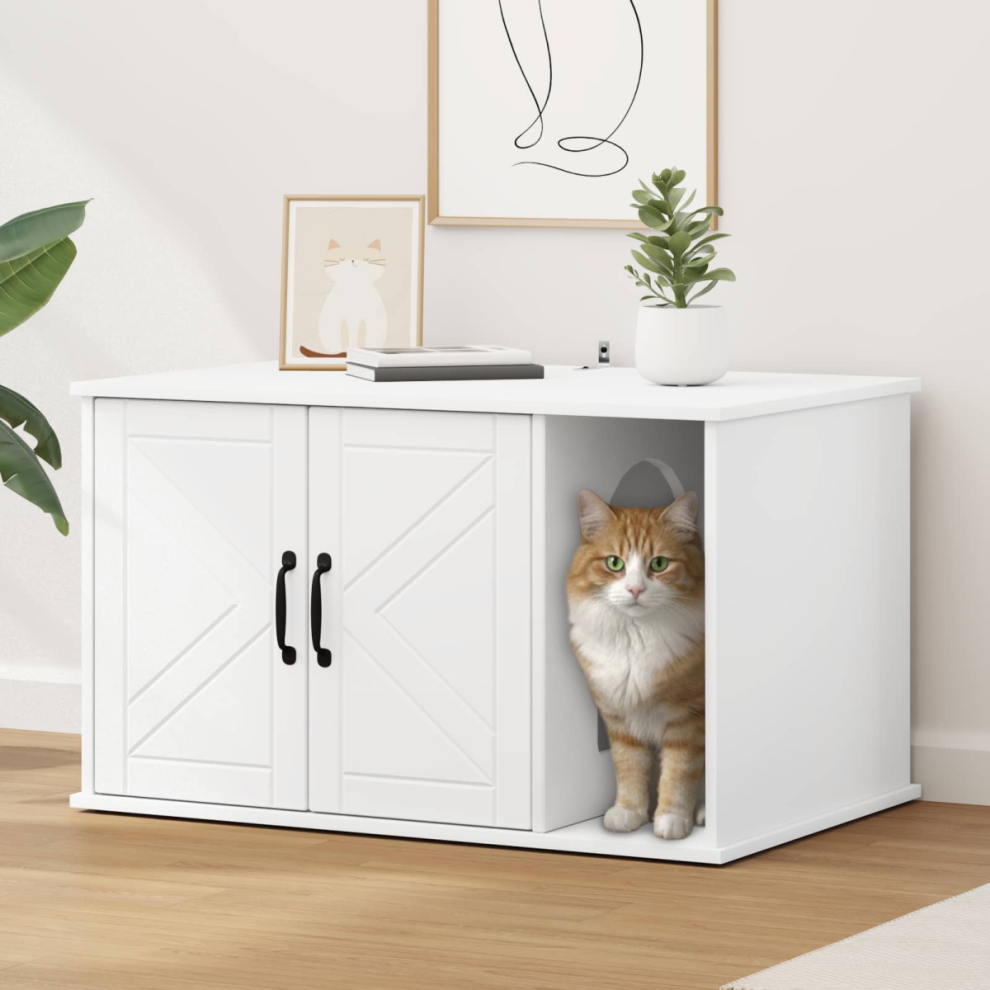 Vidaxl Cat House 85 X 55 X 50 Cm Engineered Wood White