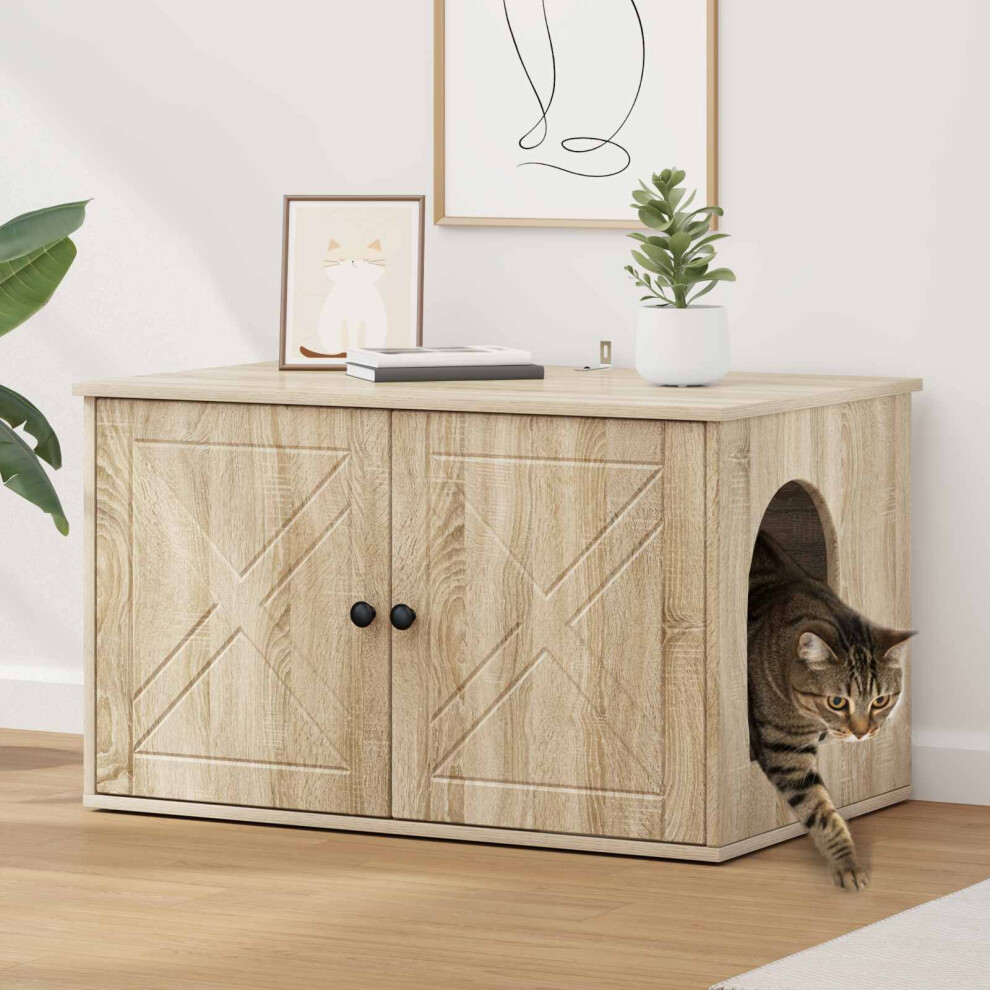 Vidaxl Cat House Sonoma 85 X 55 X 50.5 Cm Engineered Wood