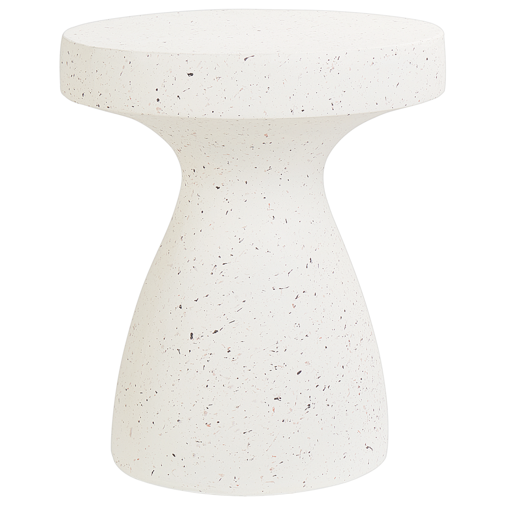 Beliani Side Table Biviere 39 Cm 39 Cm Terrazzo Effect White Terrazzo