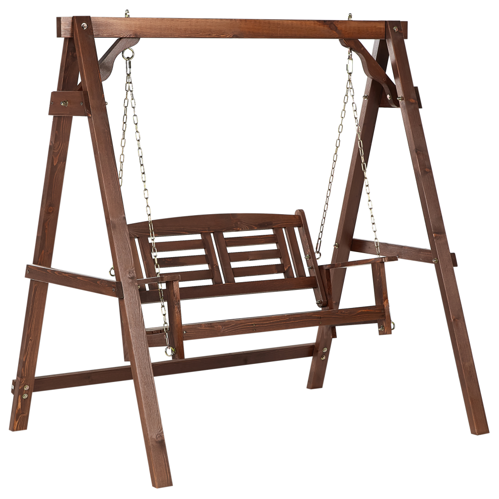 Beliani Patio Swing Nerito Spruce Wood Dark Brown