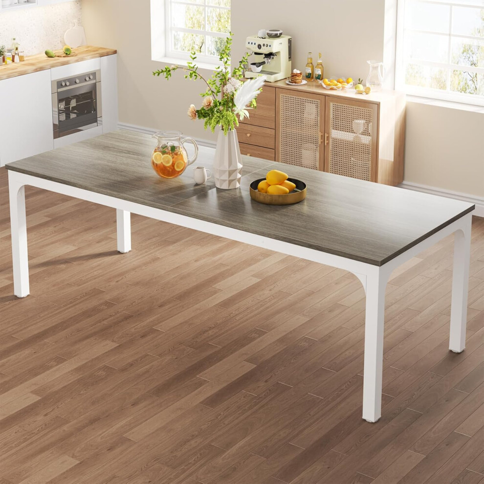 Tribesigns Dining Table For 6-8 People, 78 Inches Industrial Rectangular Kitchen Dinner Table With Heavy-Duty Metal Legs Oak
