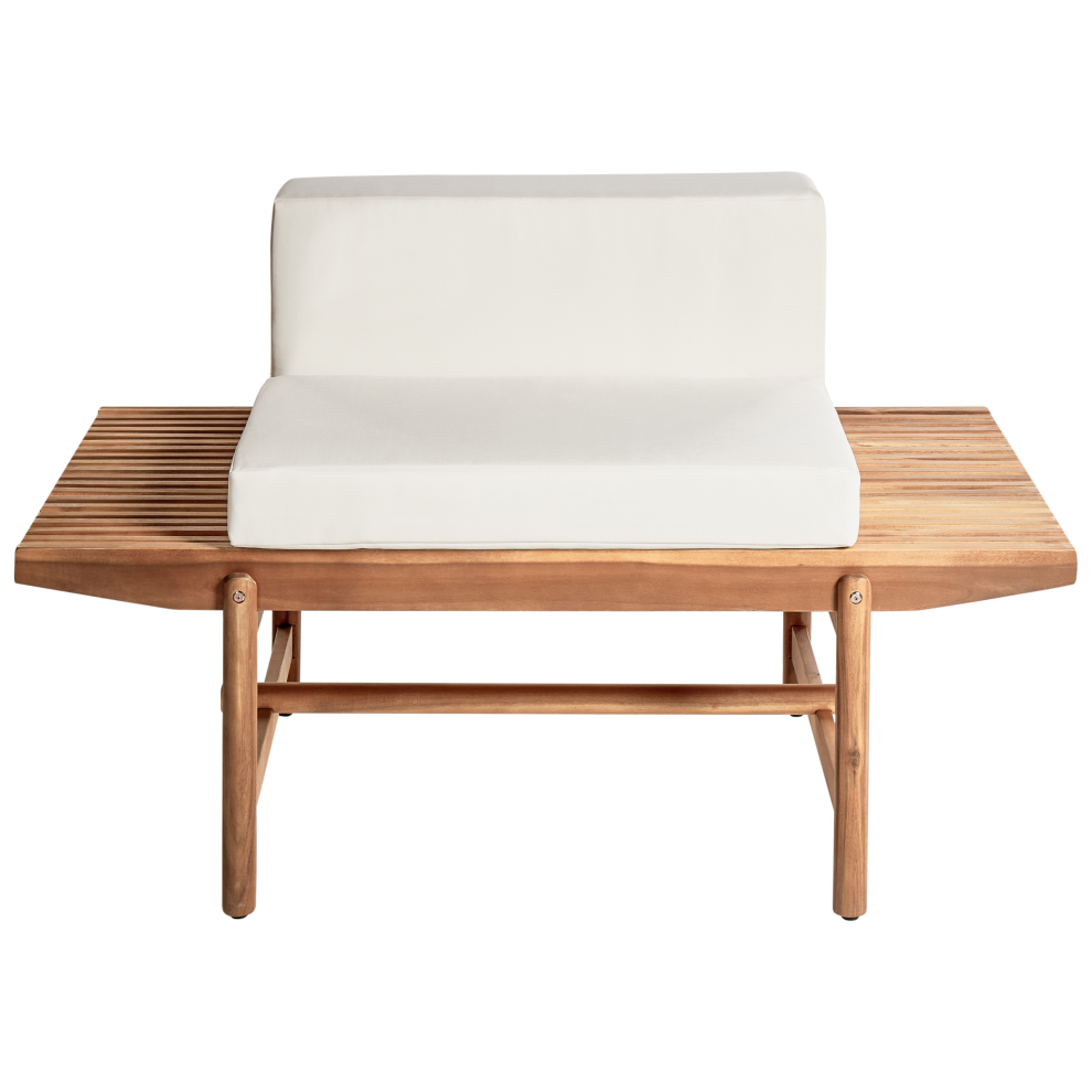 Beliani Garden Bench With Cushion Giaveno 135 Cm Acacia Wood Off- White