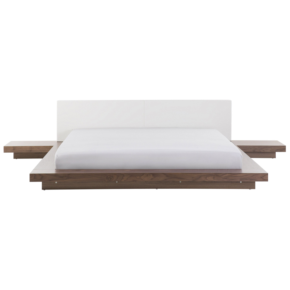 Beliani Waterbed Faux Leather Zen 180 X 200 Cm (Eu Super King) Ash Wood Brown