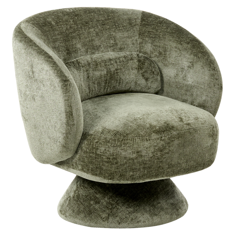 Beliani Swivel Armchair Lieksa Chenille Green White,Green