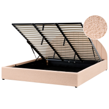 Ottoman Bed CHADENET Boucle Peach Pink 180 x 200 cm (EU Super King)