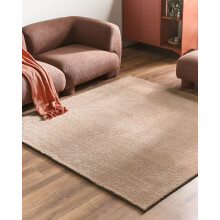 Shaggy Rug DEMRE Sand Beige 200 x 200 cm