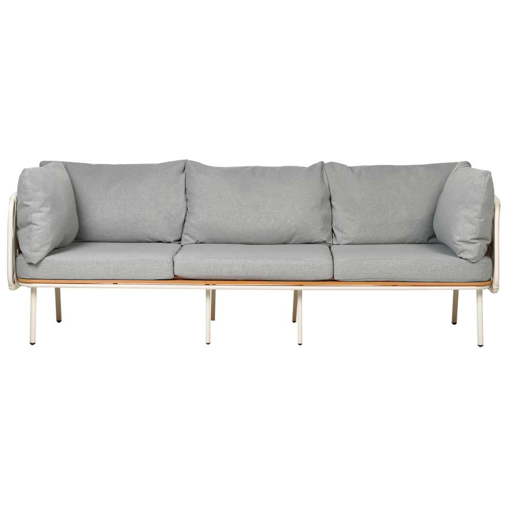 Beliani Garden Sofa 3 Seater Senise Grey Metal