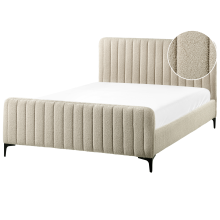 Bed Boucle LUNAN 140 x 200 cm (EU Double) Beige