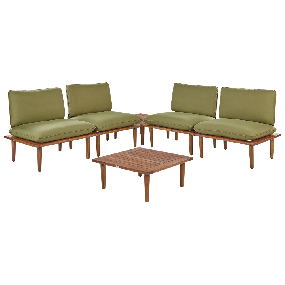 Beliani Garden Lounge Set With Table 4 Seater Frascati Olive Green Certified Acacia Wood Modular