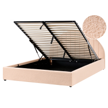 Ottoman Bed CHADENET Boucle Peach Pink 160 x 200 cm (EU King Size)
