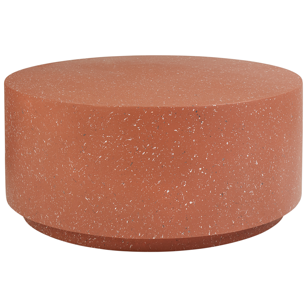 Beliani Coffee Table Trezzo 90 Cm 90 Cm Terrazzo Effect Red Terrazzo