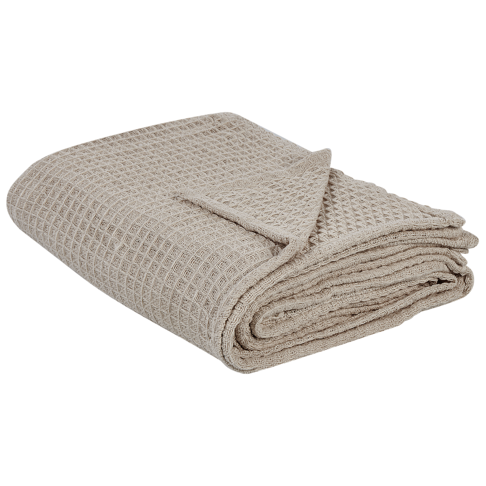 Beliani Bedspread Chagyl Cotton 150 X 200 Cm Taupe