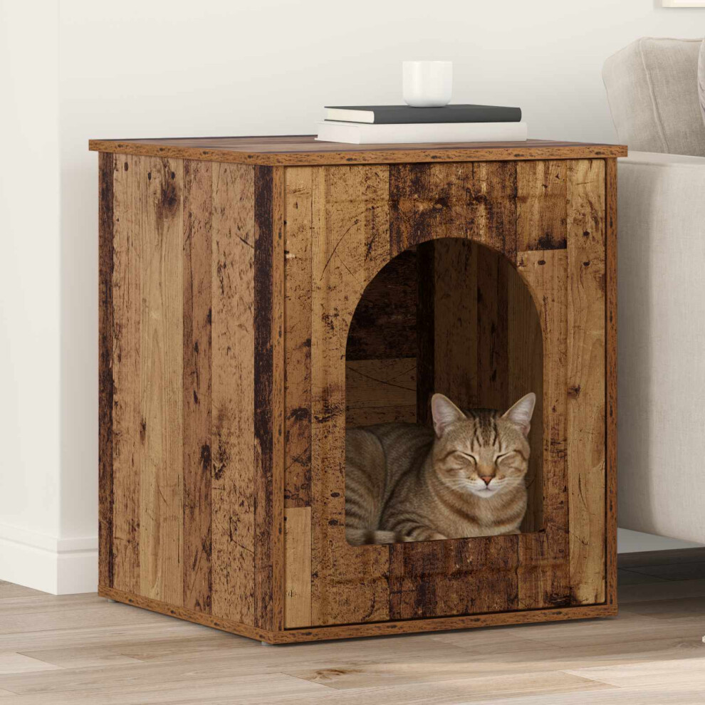 Vidaxl Cat House Old Wood 53 X 52 X 62 Cm Engineered Wood
