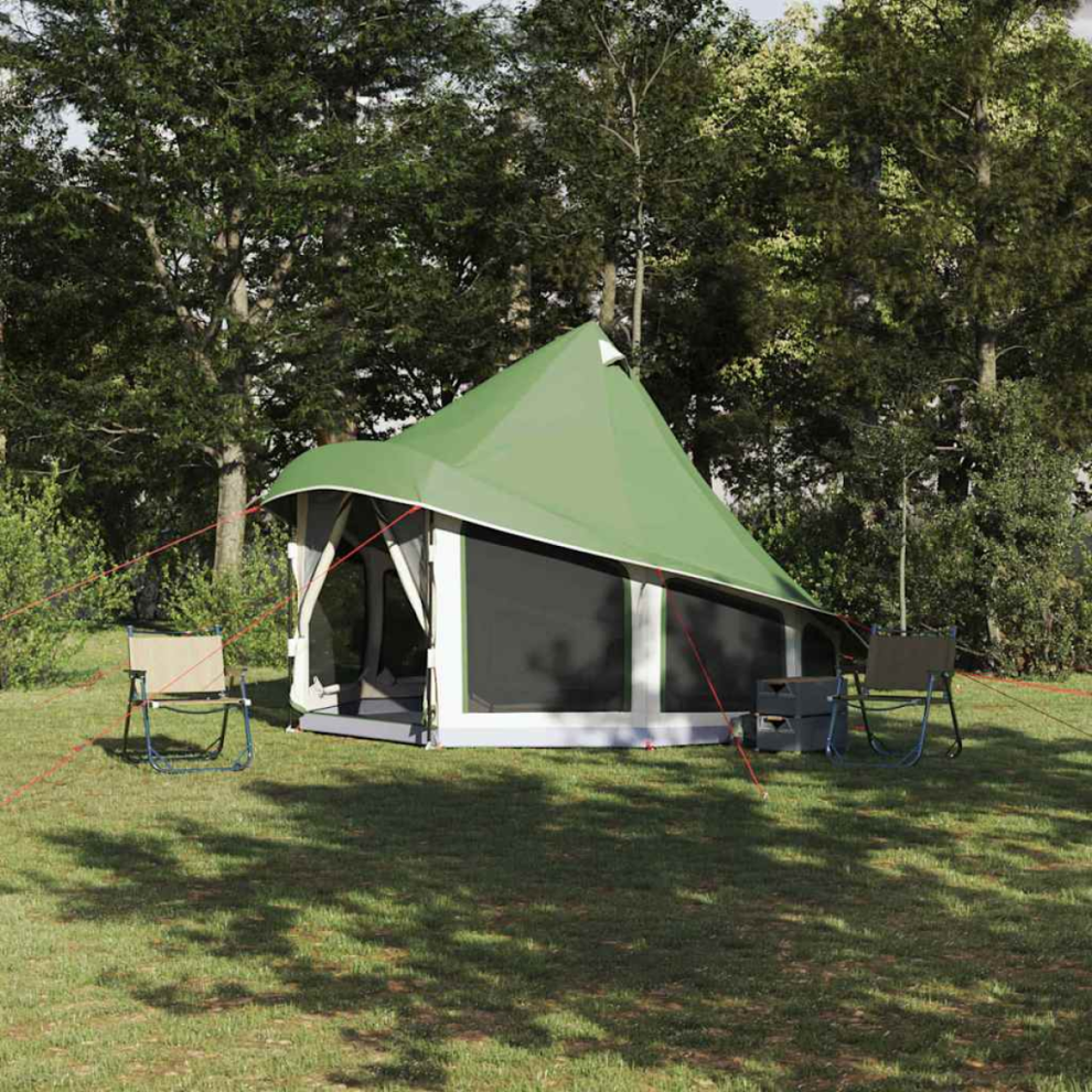 Vidaxl Tipi Tent With Roof 404 X 370 X 270 Cm Taffeta Green