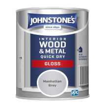Johnstone’s - Quick Dry & Non Drip Gloss Paint for Wood & Metal - Manhattan Grey | Interior & Exterior | Low Odour, Water-Based Fo